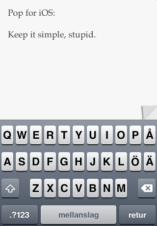 Pop for iOS (with a swedish keyboard)